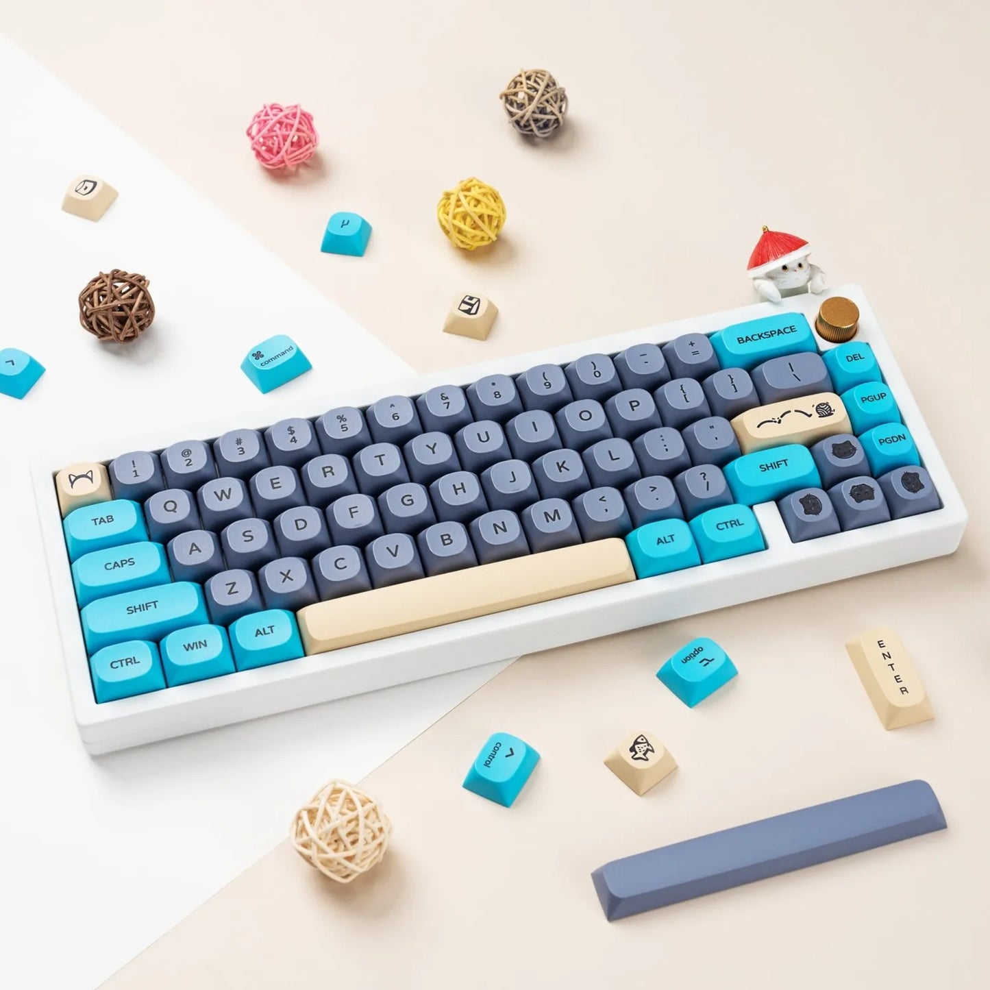 126 Phím MA Hồ Sơ Bàn Phím Keycaps Mèo Xanh PBT Nhiệt Thăng Hoa Bàn Phím Cơ Cherry MX Keycap